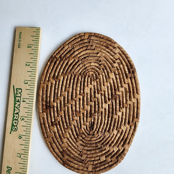 (3) vintage woven rattan rafia trivets - Picture 2 of 7